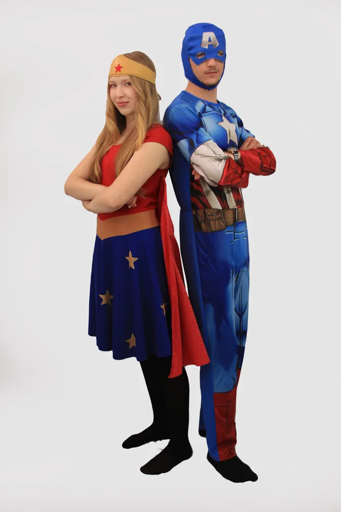 Femeia Fantastica si Capitan America Costum Femeia Fantastica si Capitan America petreceri copii Iași — Kids Mania